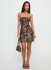 Confessions Strapless Mini Dress Leopard